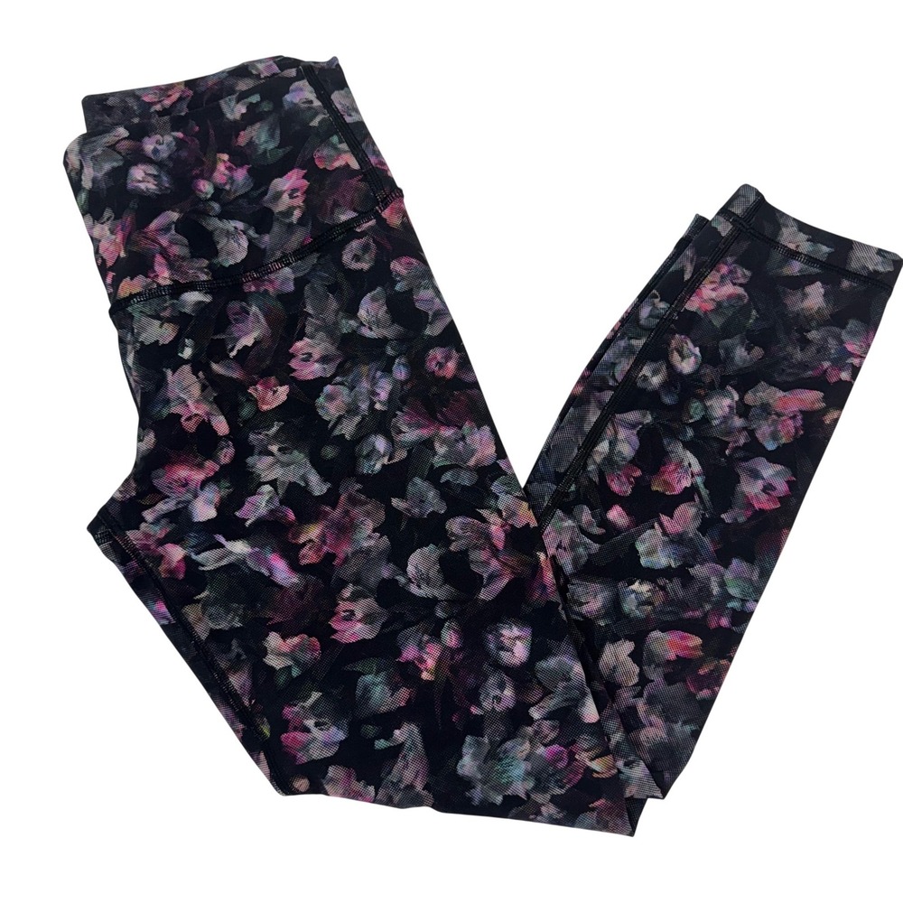 Lululemon Floral Print High Rise 7/8 Crop Leggings Multi Color Womens Size 8